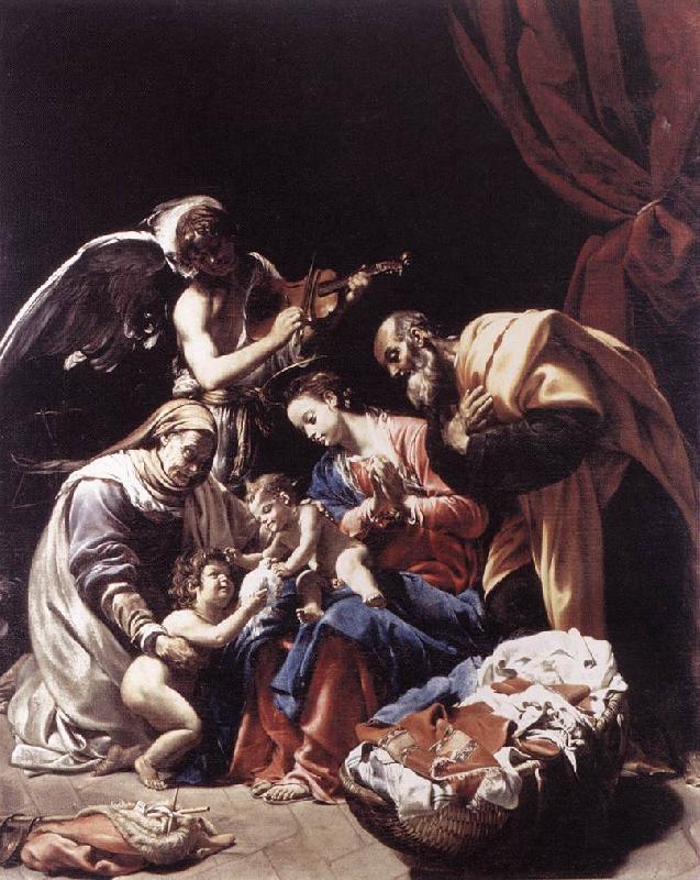 BORGIANNI, Orazio Holy Family with St Elizabeth, the Young St John the Baptist and an Angel Sweden oil painting art